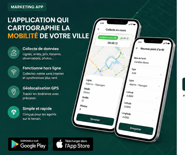 Interface mobile AYOCA de collecte terrain